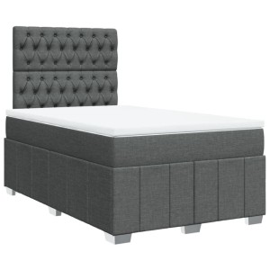 vidaXL Boxspringbett mit Matratze Dunkelgrau 120x200 cm Stoff 3291643