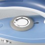 Detailaufnahme: Severin Reise-Dampfbügeleisen BA 3234 mit Temperaturregler in Silber-Blau.