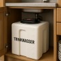 Weißer KMND 60L Kubus Trinkwasser Wassertank unter Spüle im Küchenschrank. Kompakter PE-Tank für Haus & Garten.