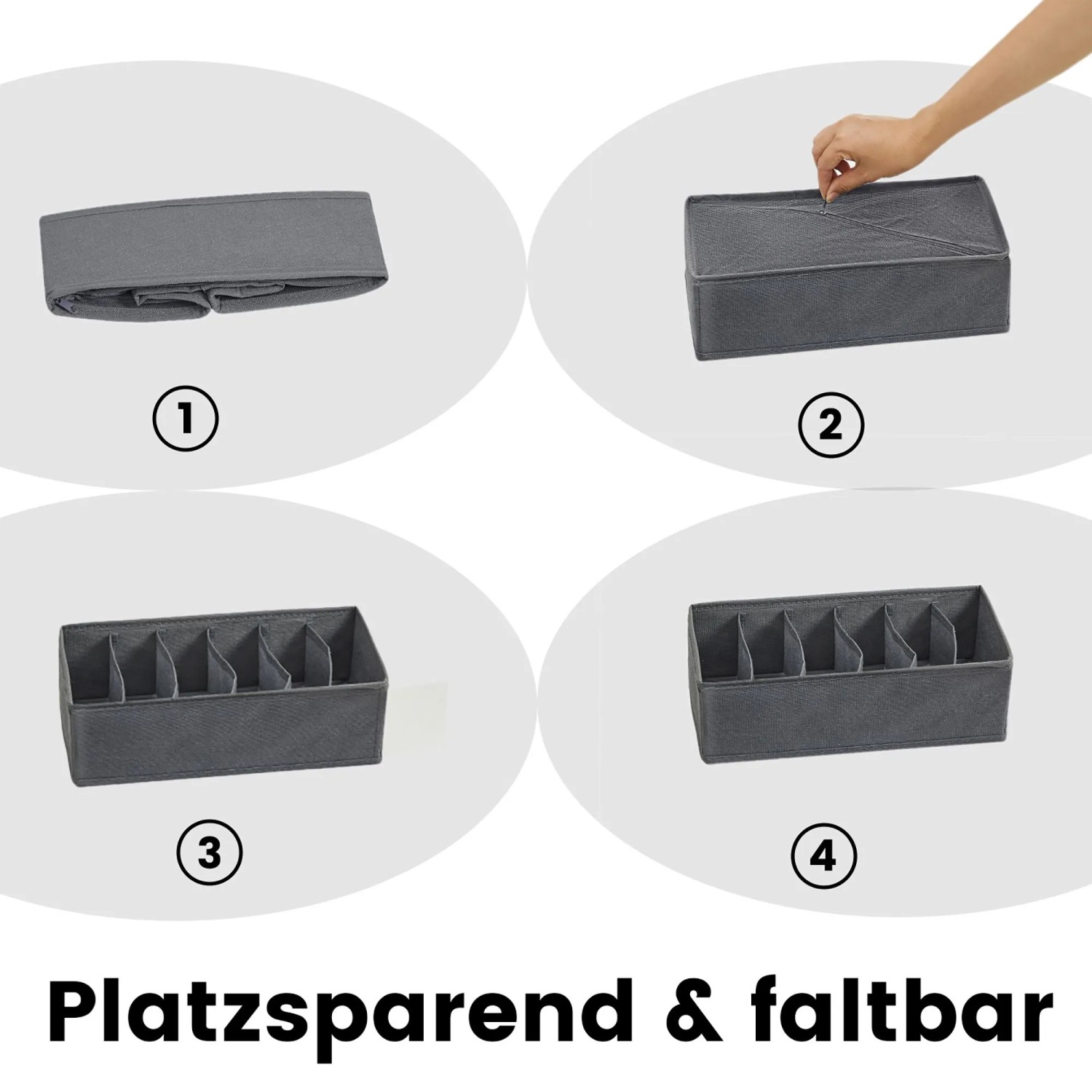 Songmics Unterwäsche-Organizer Set, 8-teilig, faltbar, grau. Textile Aufbewahrung für Schubladen.
