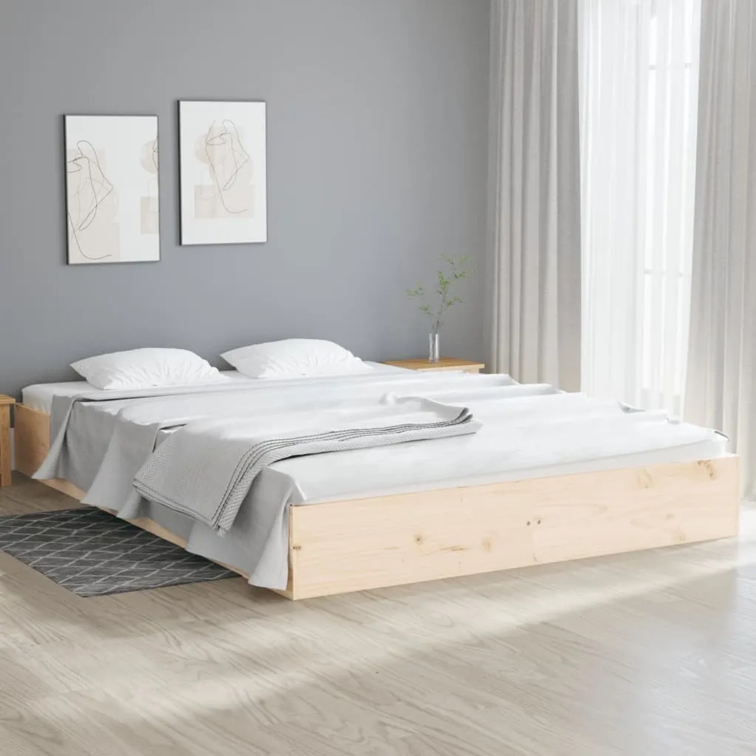 vidaXL Massivholzbett, 140x200 cm, Kiefernholz Bettrahmen für Schlafzimmer.