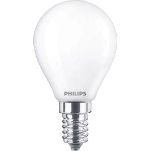 Philips LED-Leuchtmittel E14, Tropfenform, 4,3W, warmweißes Licht.