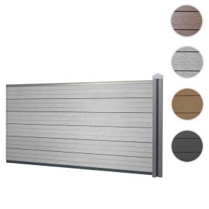 Graues WPC-Sichtschutz Erweiterungselement Savoie niedrig (1,88m) mit Pfosten für Gartenzäune.