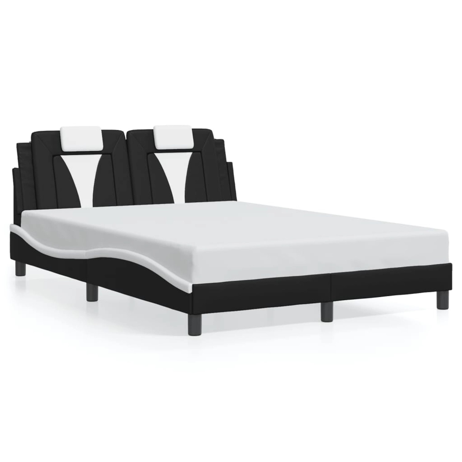 vidaXL Bettgestell Viana ohne Matratze Schwarz und Weiß 140x200 cm Kunstled günstig online kaufen