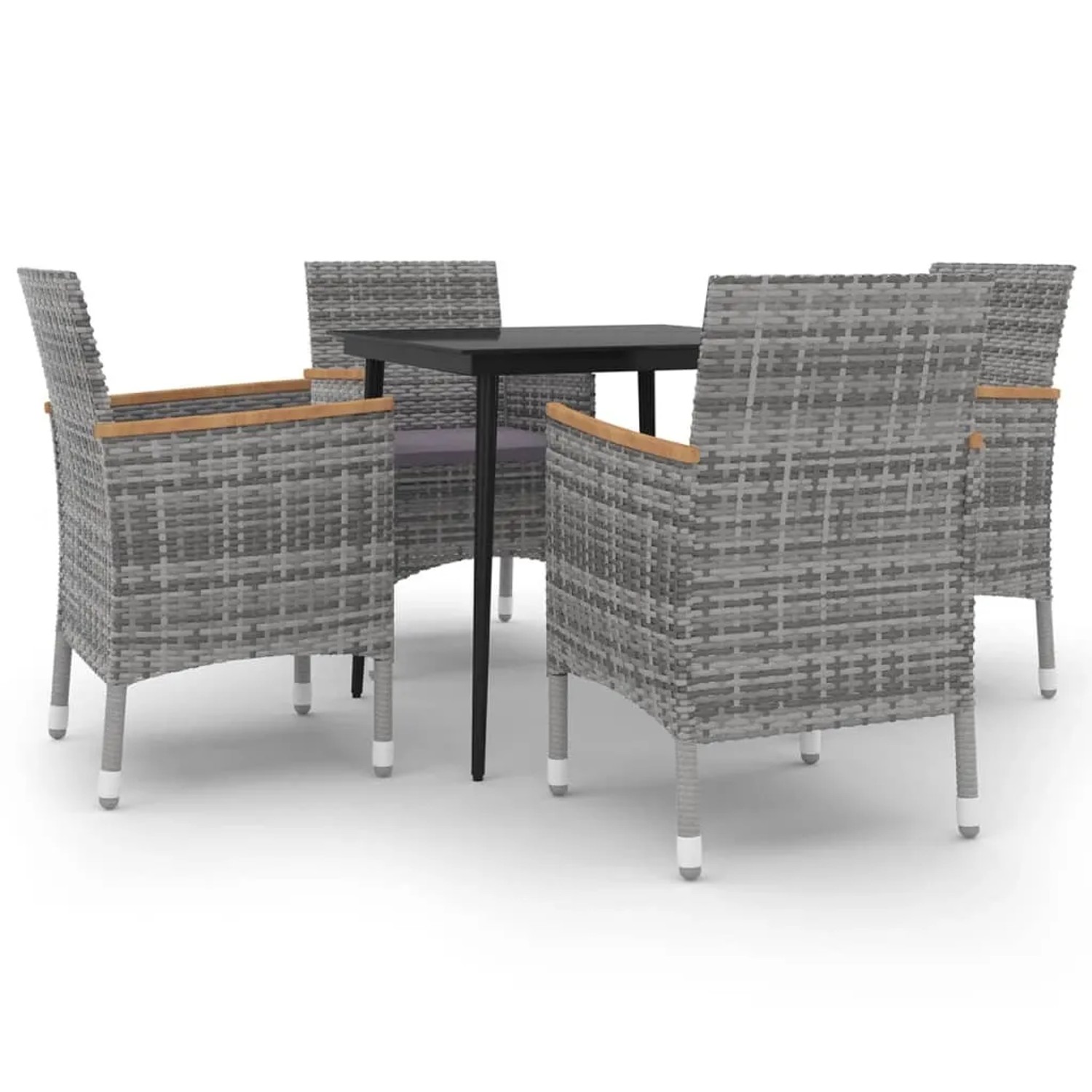vidaXL 5-Tlg Garten-Essgruppe mit Auflagen Poly Rattan und Glas 3099788
