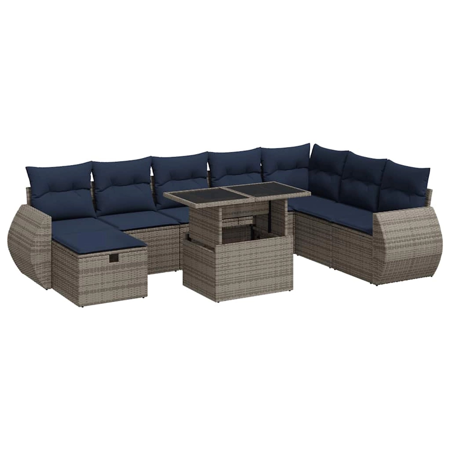 vidaXL 9-Tlg Garten-Sofagarnitur mit Kissen Braun Poly Rattan Akazie 332792 günstig online kaufen