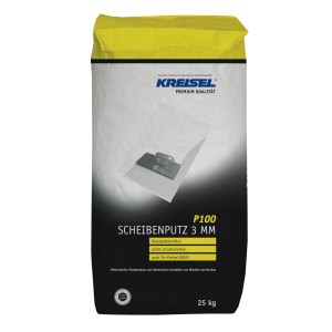 Sack Scheibenputz, 3 mm Körnung, 25 kg, für Innen- und Außenbereich.