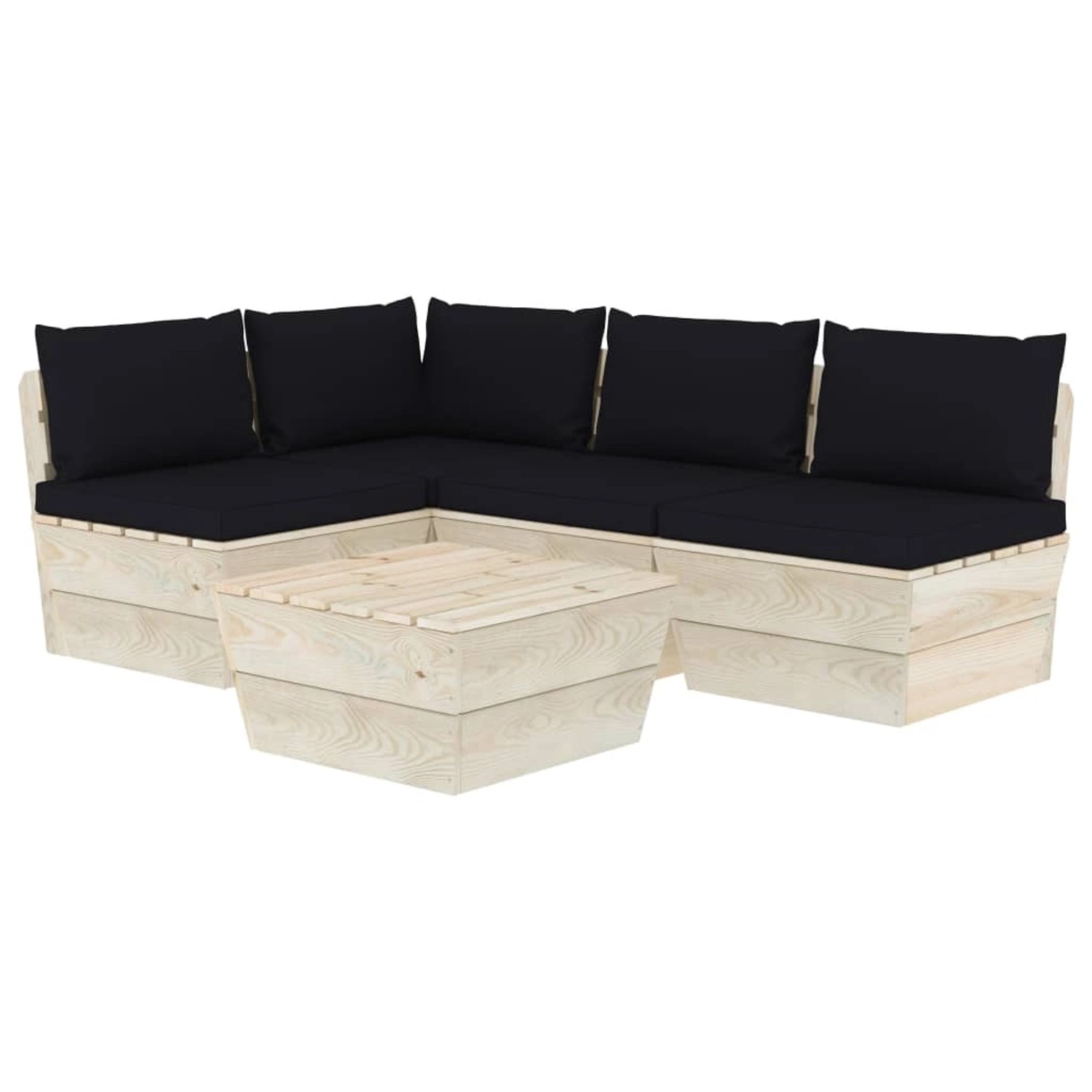 vidaXL 5-tlg Garten-Sofagarnitur aus Paletten mit Kissen Fichtenholz Modell 32