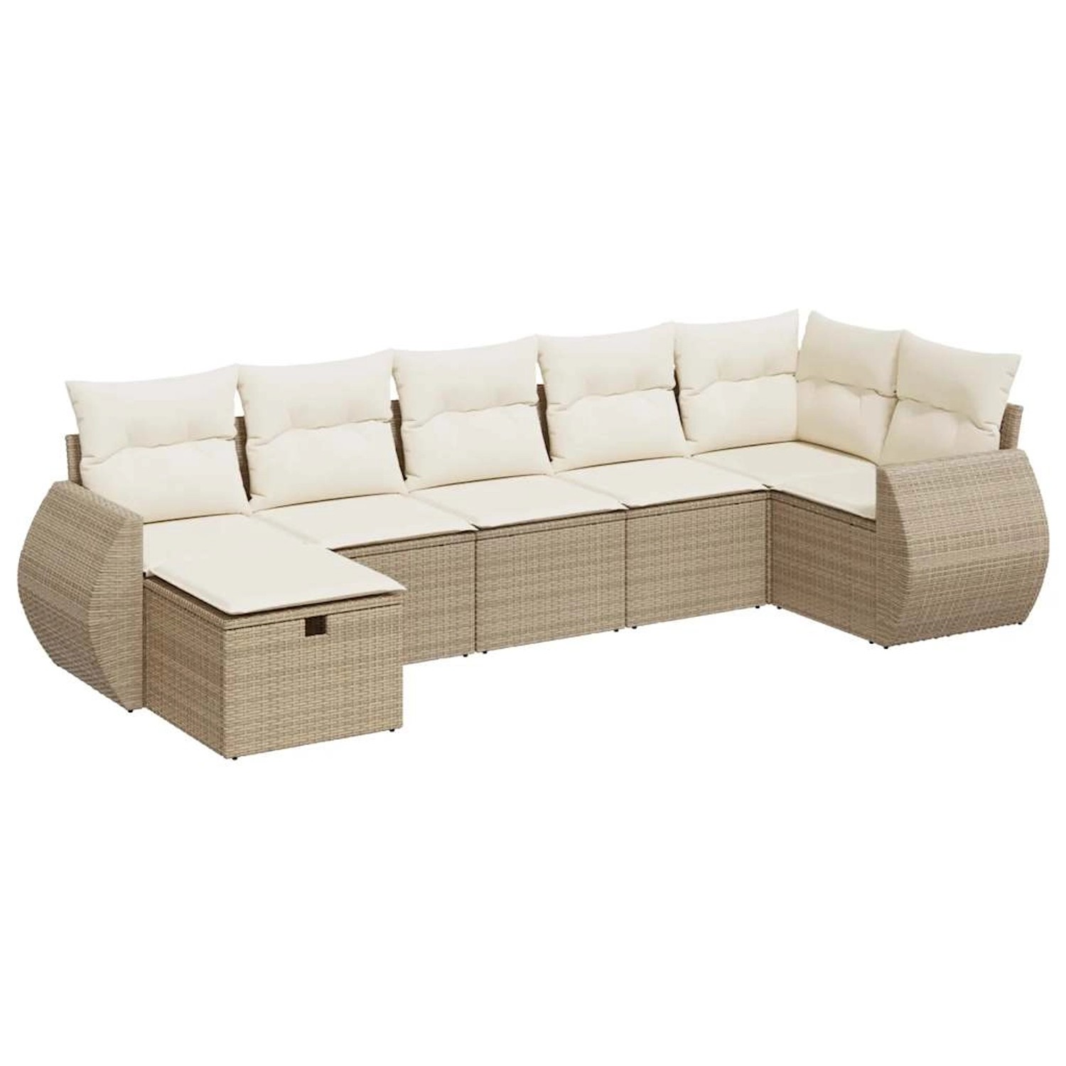 vidaXL 7-Tlg Garten-Sofagarnitur mit Kissen Beige Poly Rattan 3325604 günstig online kaufen