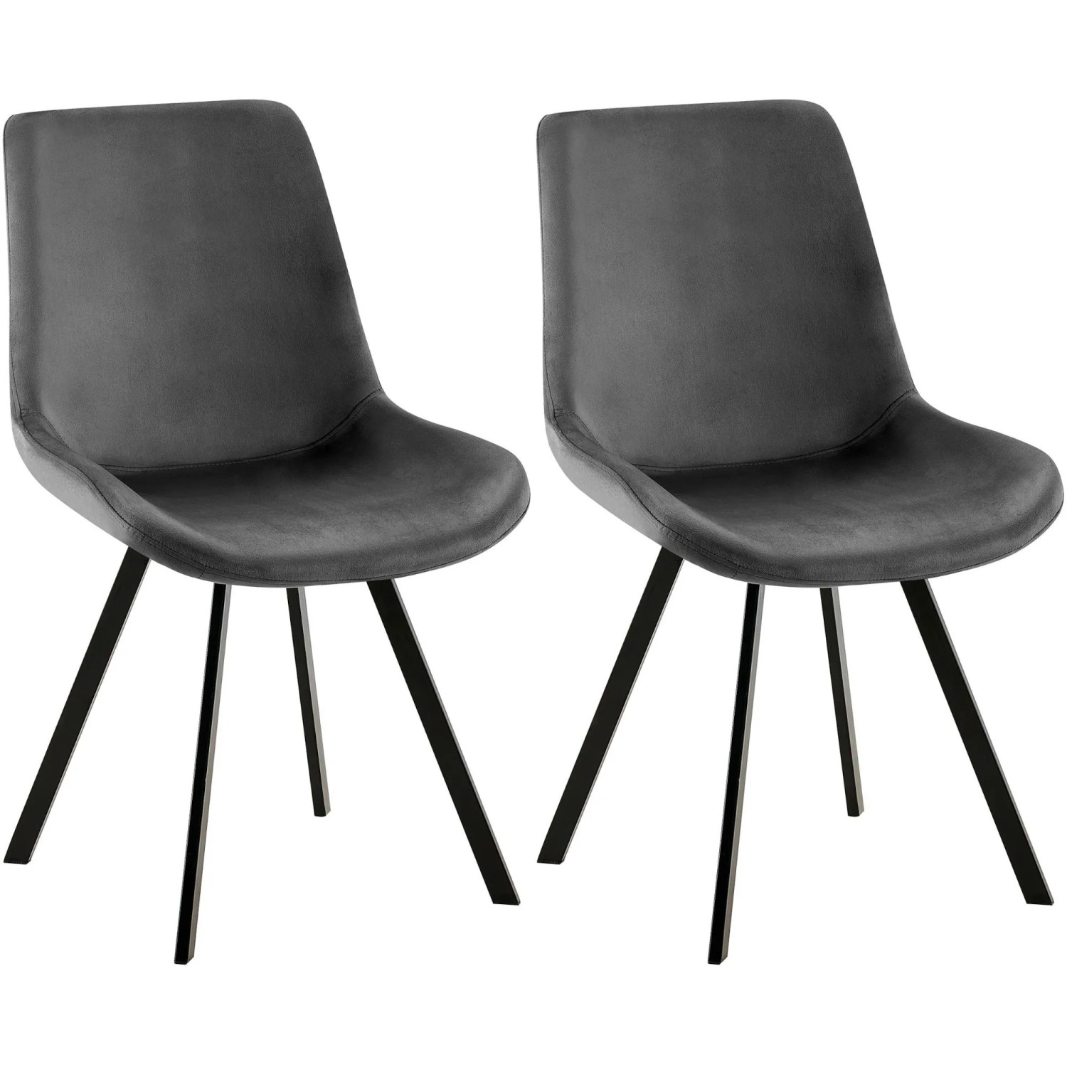 DELUKE 2er Set Esszimmerstuhl LOVER Samt Dunkelgrau 53x59x89cm Essstühle Esszimmerstühle Küchenstühle Wohnzimmerstühle