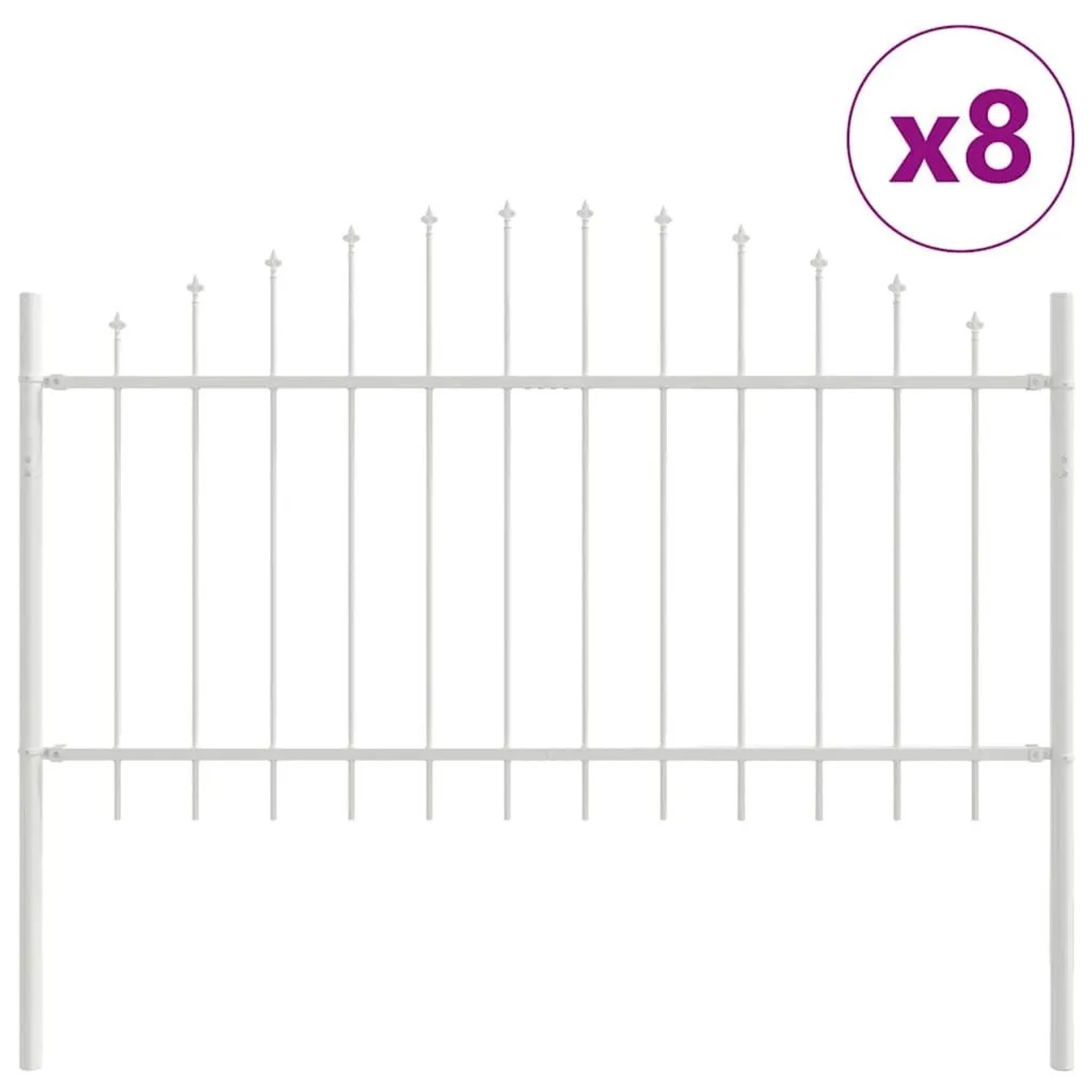 vidaXL Gartenzaun 8 Stk Weiß 170 x 140 cm Pulverbeschichteter Stahl 3360173 günstig online kaufen