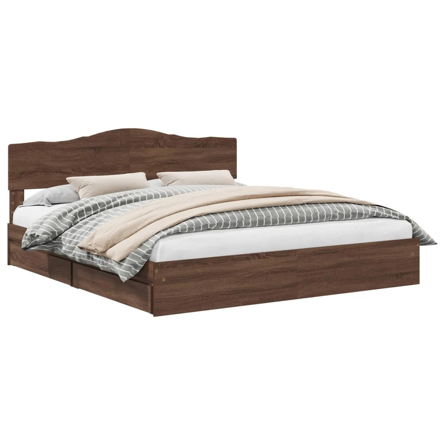 vidaXL Stauraumbett Braun Eichen-Optik 200 x 200 cm Holzwerkstoff 3413067 günstig online kaufen