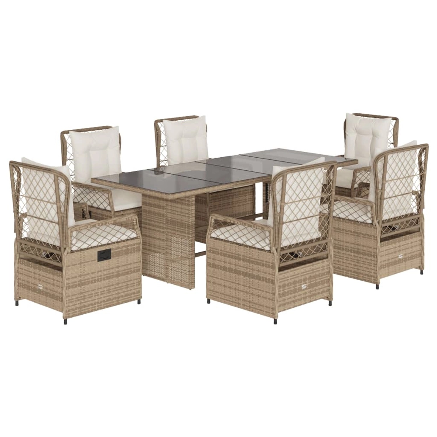 vidaXL 7-tlg Garten-Essgruppe mit Kissen Beige Poly Rattan Modell 41 günstig online kaufen