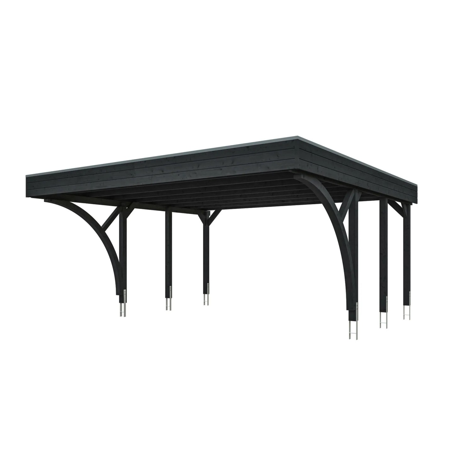 Skan Holz Carport-Set Friesland H mit Einfahrtsbögen 546 cm x 555 cm Anthrazit