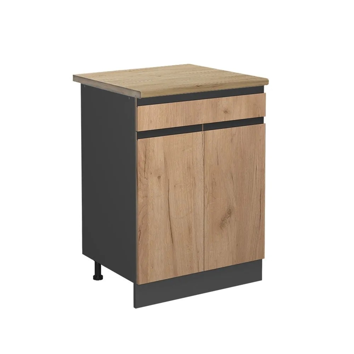 Vicco Küchenunterschrank R-Line Goldkraft Eiche Anthrazit 80 cm J-Shape AP Eiche mit Anthrazit Korpus