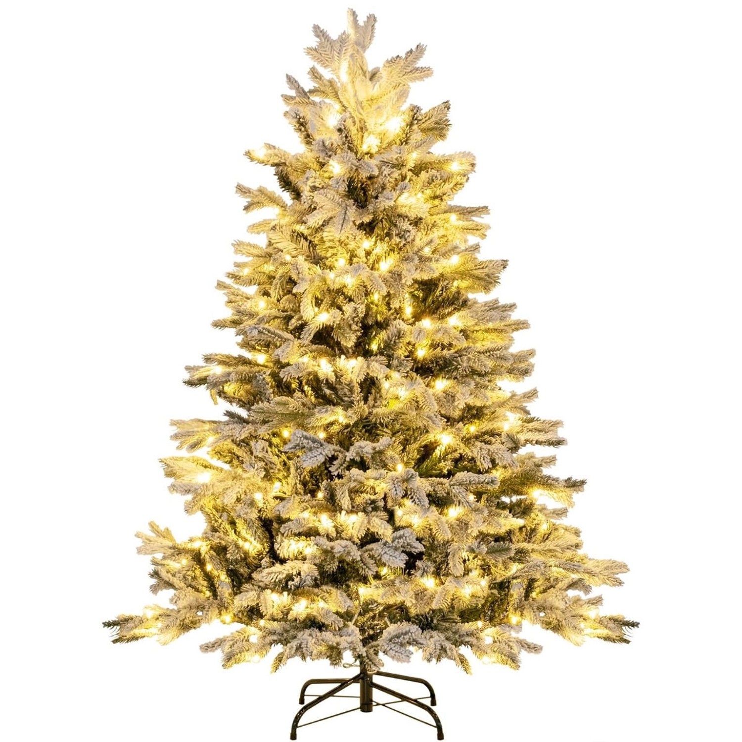Costway Künstlicher Weihnachtsbaum mit 200 Led-Lichtern Weiß-Grün 136cm