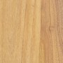 Nahaufnahme der hellen Mindi-Holzmaserung des rustikalen Nachttisch Pilabo in Naturfarben.