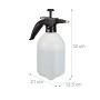 Relaxdays Drucksprüher, 2L, Kunststoff/Messing, schwarz/weiß, verstellbare Düse für Garten & Pflanzen.