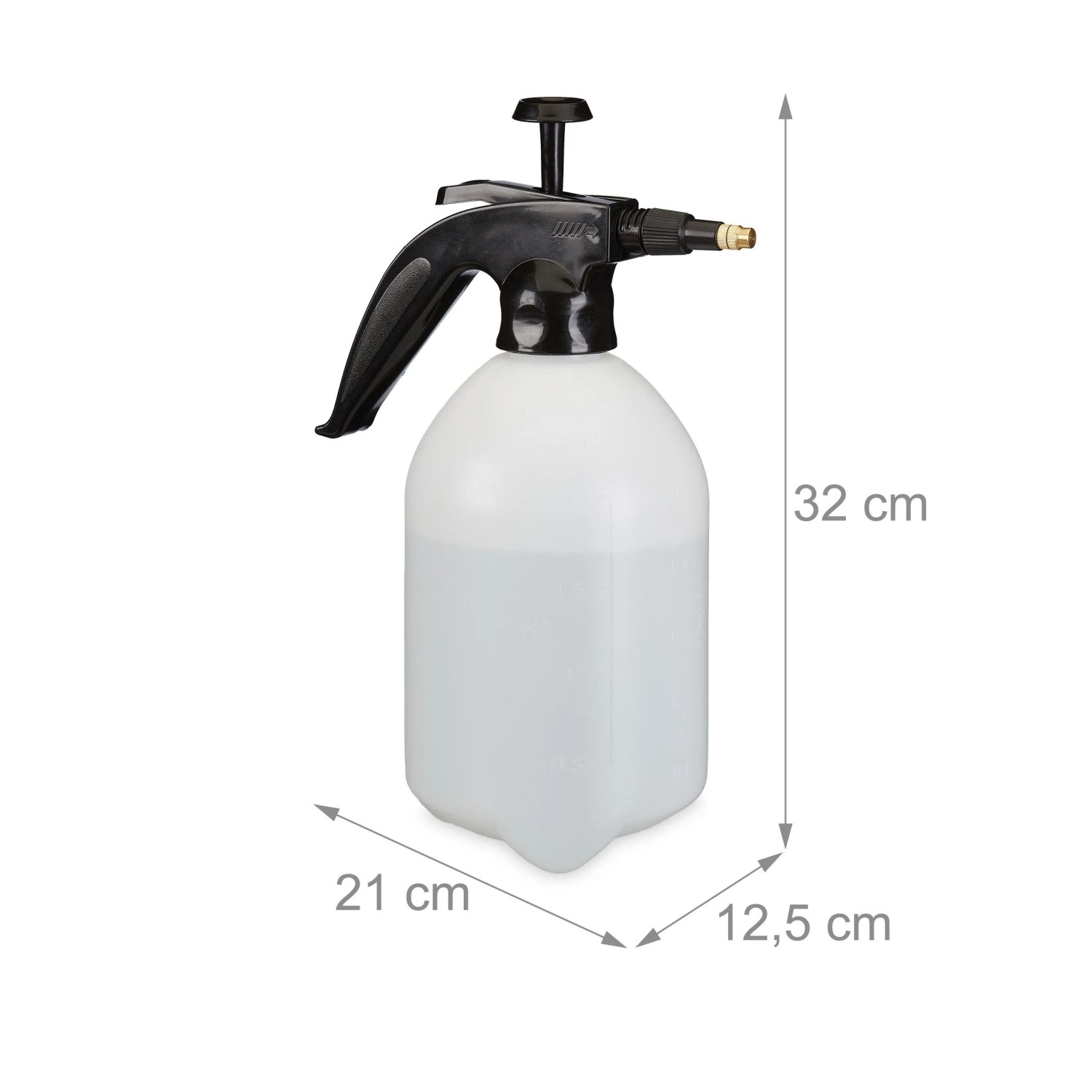 Relaxdays Drucksprüher, 2L, Kunststoff/Messing, schwarz/weiß, verstellbare Düse für Garten & Pflanzen.