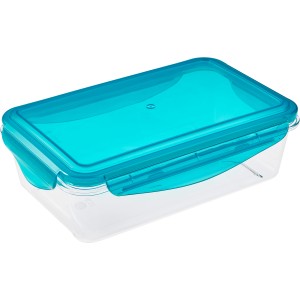 Keeeper Frischhaltedose Tino, transparent/blau, 22,5x13,5x6,5cm. Aufbewahrungsbox mit blauem Deckel.
