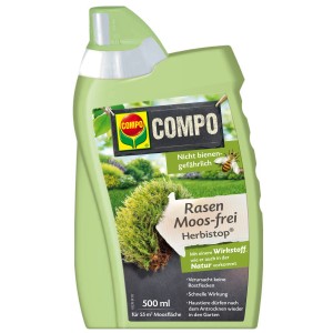 Compo Bio Rasen Moosfrei Herbistop 500ml Flasche zur Moosbekämpfung im Rasen.