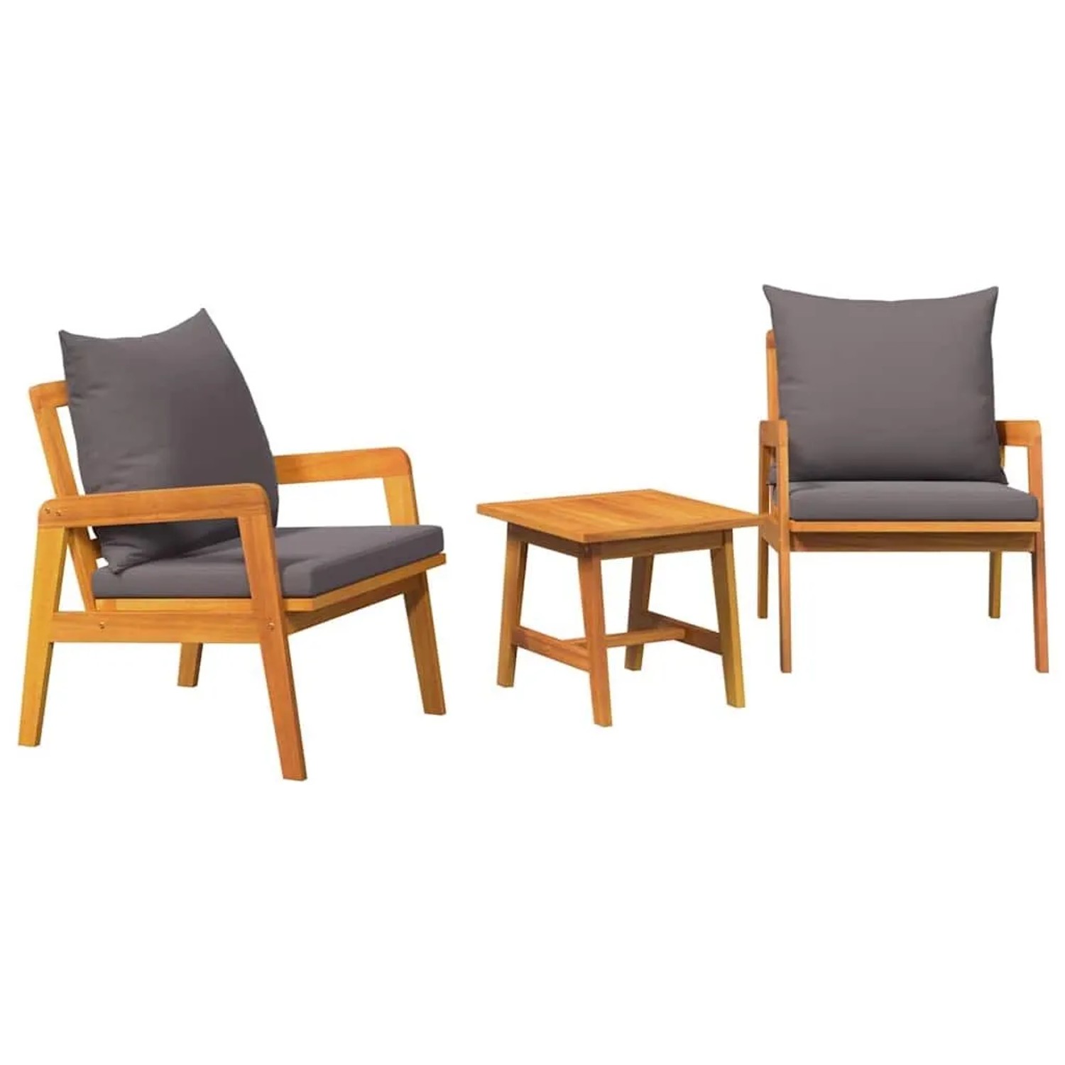 vidaXL Bistrogarnitur mit Kissen 3-Tlg Braun Massivholz Akazie 4106460