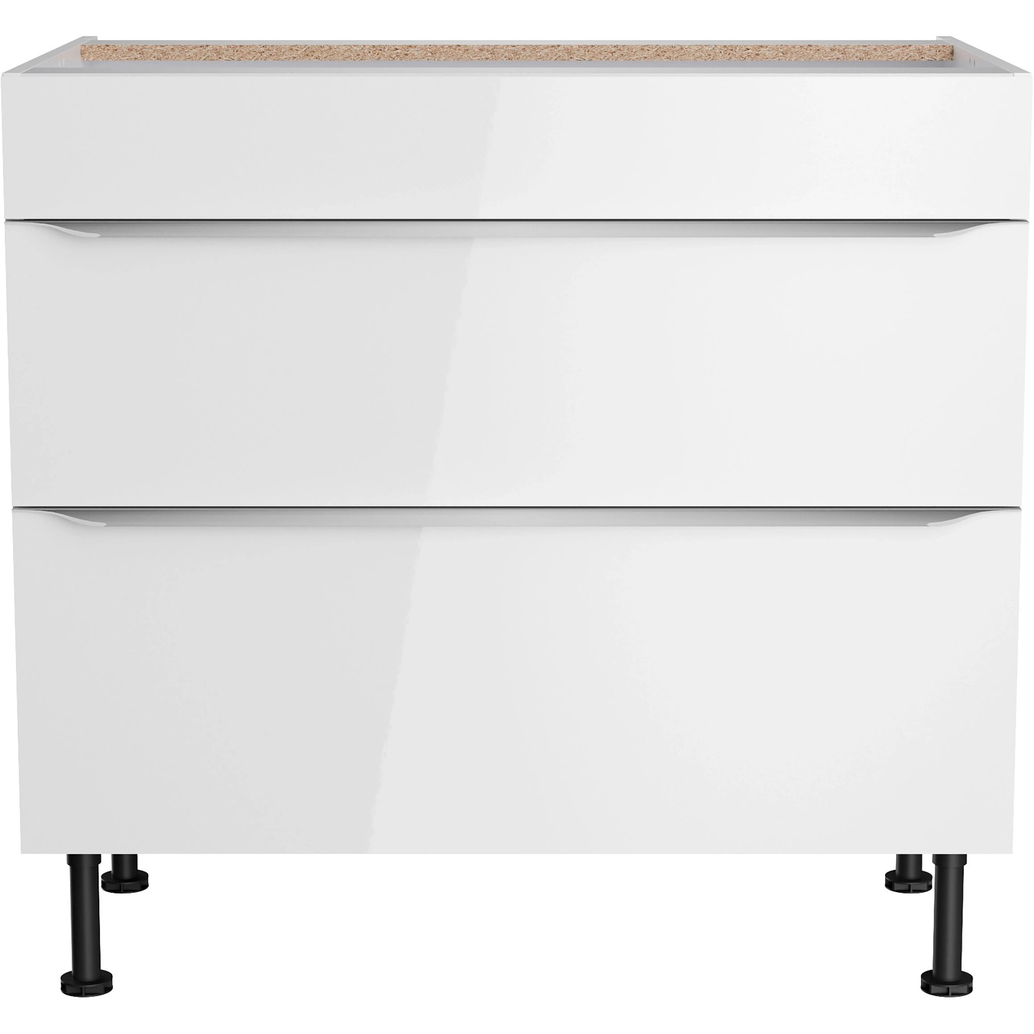 Weißer Optifit Unterschrank Arvid986 mit 2 Auszügen, 90x87x58,4 cm, für die Küche.