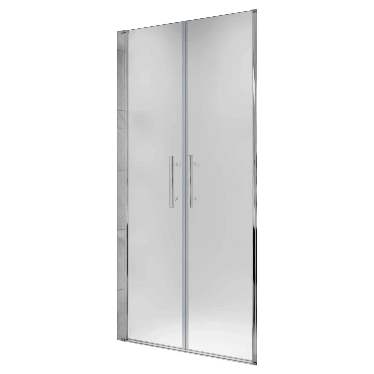 AICA Doppeltür 75x195cm Milchglas Vollsatiniert mit Glasschutzfolie Nischentür Dusche Schwingtür Duschtür