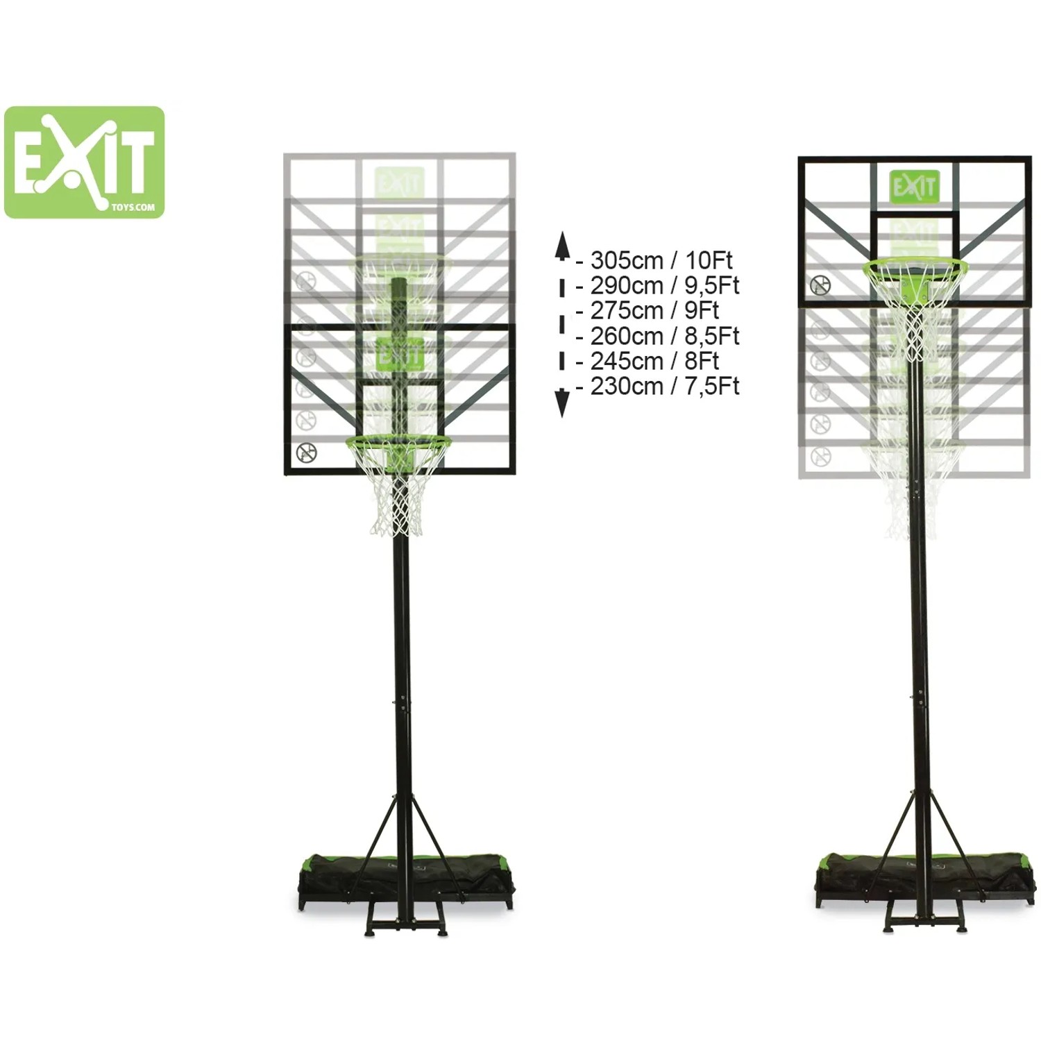 EXIT Comet Basketballkorb, grün/schwarz, höhenverstellbar und versetzbar für Spiel & Spaß im Garten.