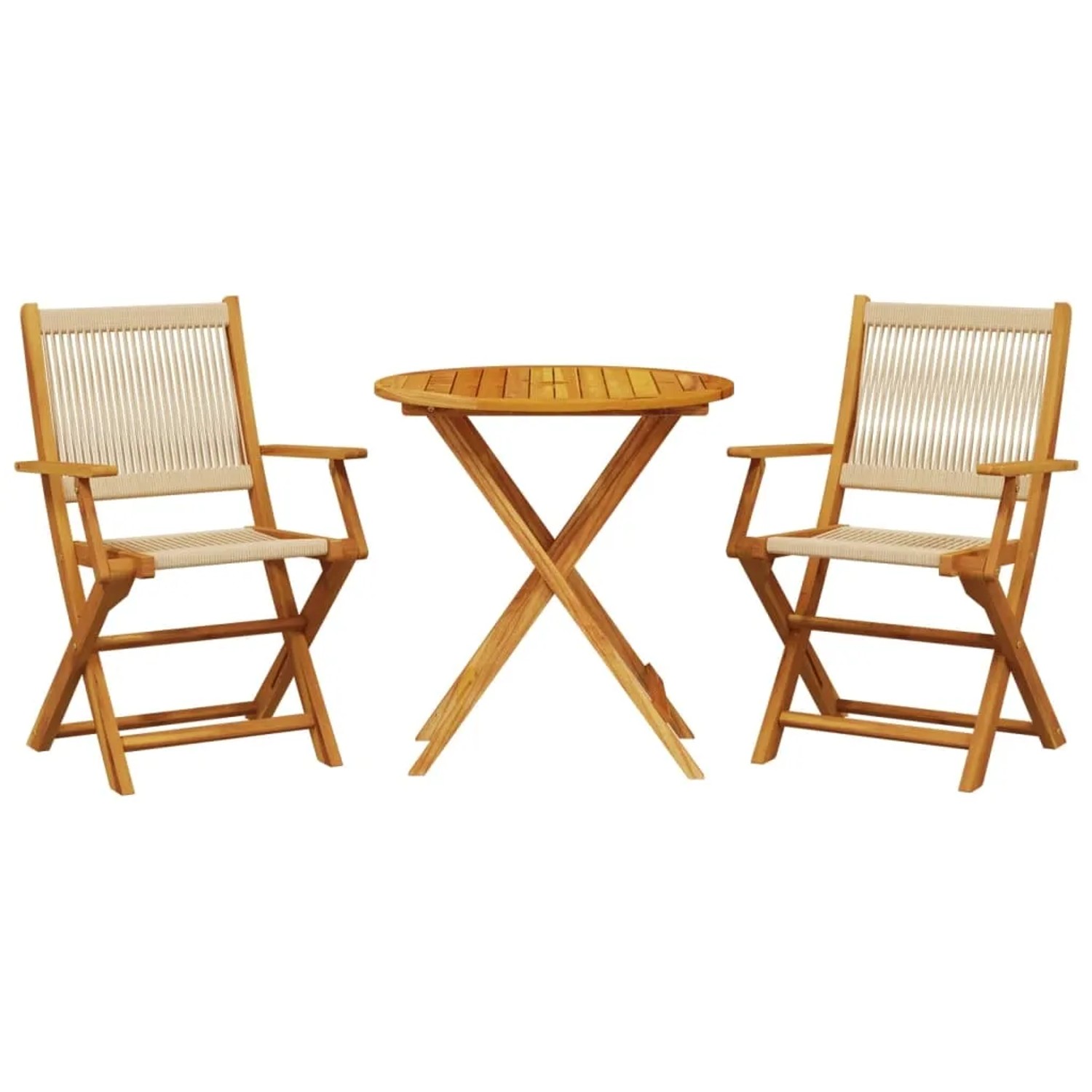 vidaXL 3-tlg Bistro-Set Beige Polypropylen und Massivholz Modell 3