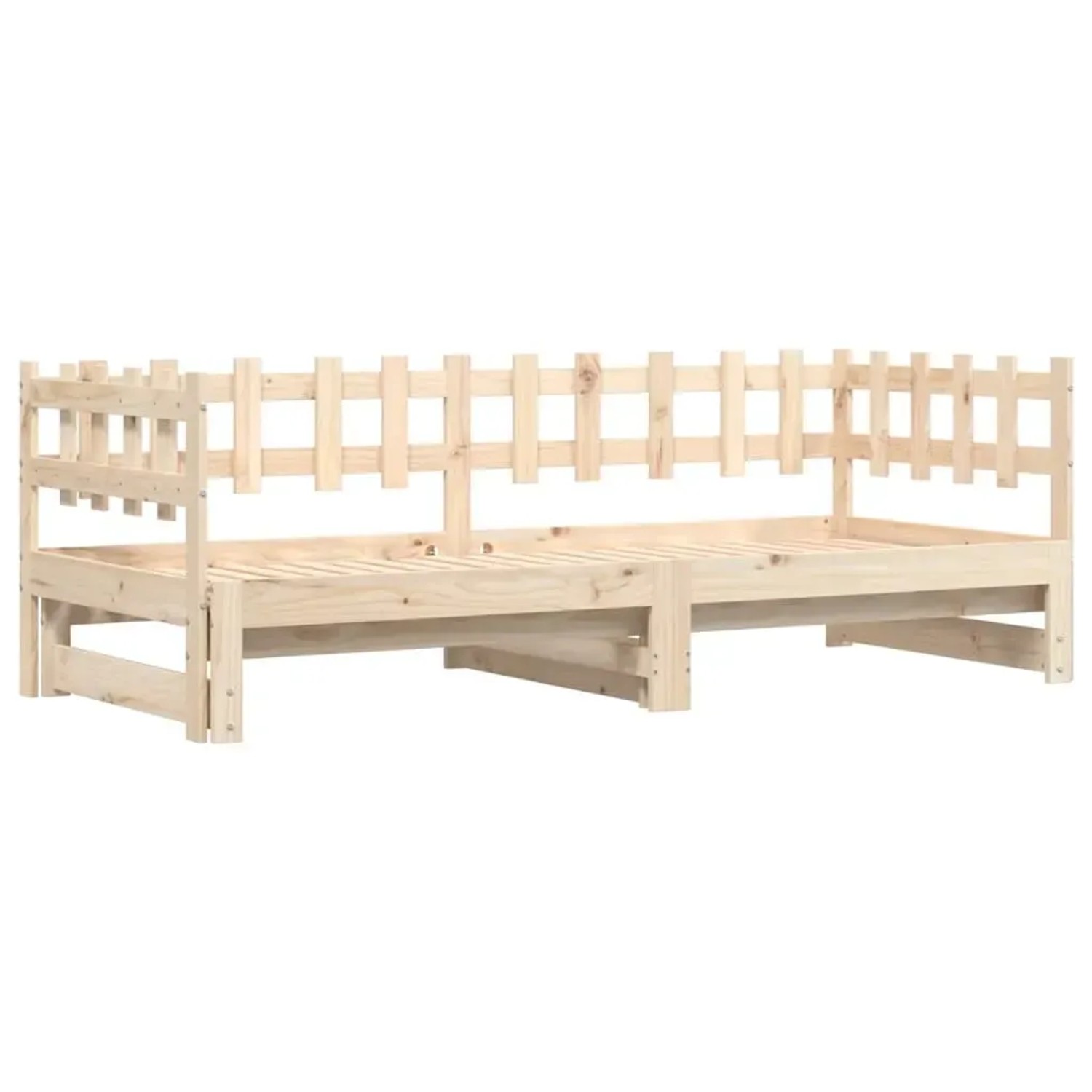 Ausziehbares vidaXL Tagesbett aus Kiefernholz, 2x(90x200) cm, unbehandelt.
