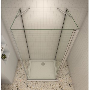 U-Eckdusche mit Pendeltür, 90x90x185 cm, 6mm NANO Glas, ohne Duschtasse.