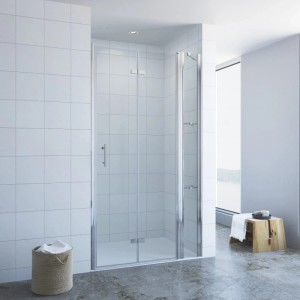 Aquabatos Duschkabine Duschfalttür 115cm Breit 6mm ESG Klarglas Dusche Nischentür mit Hebe-Senk-Funktion 197cm Höhe Duschabtrennung