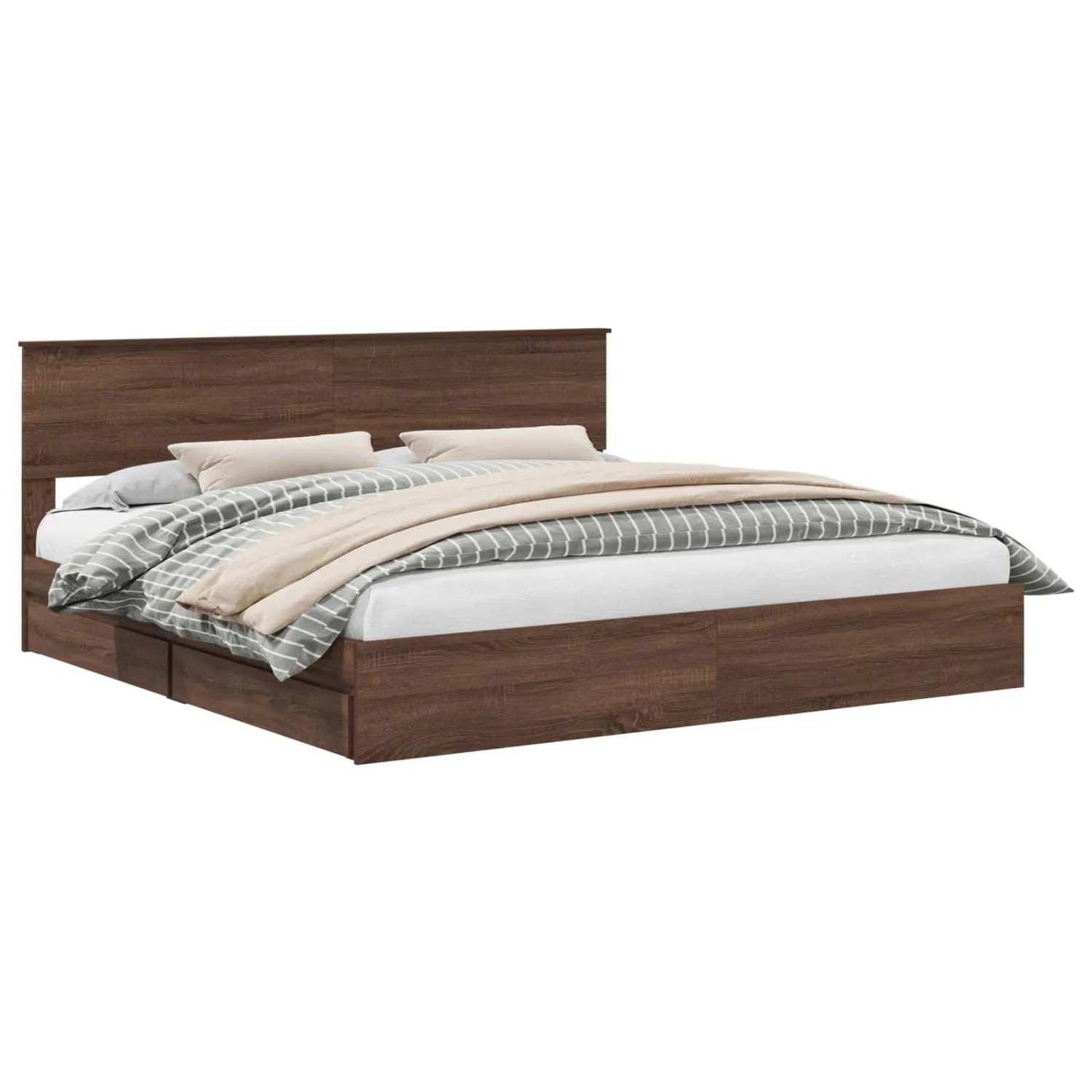 vidaXL Stauraumbett Braun Eichen-Optik 200 x 200 cm Holzwerkstoff 3410769 günstig online kaufen