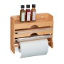 Relaxdays Wandrollenhalter Bambus 3in1 Natur 31 cm x 39,5 cm x 11 cm