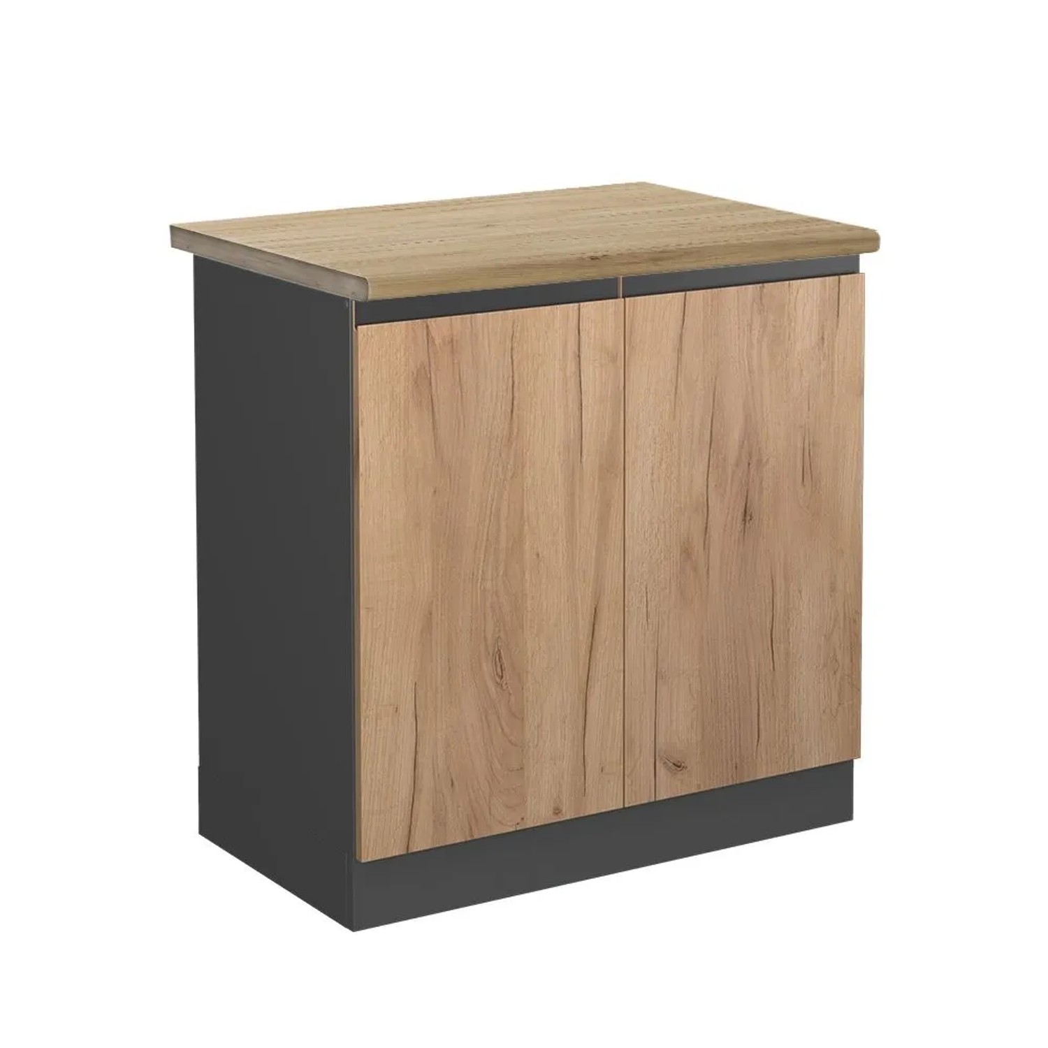 Vicco Spülenunterschrank R-Line Goldkraft Eiche Anthrazit 80 cm J-Shape AP Eiche mit Anthrazit Korpus