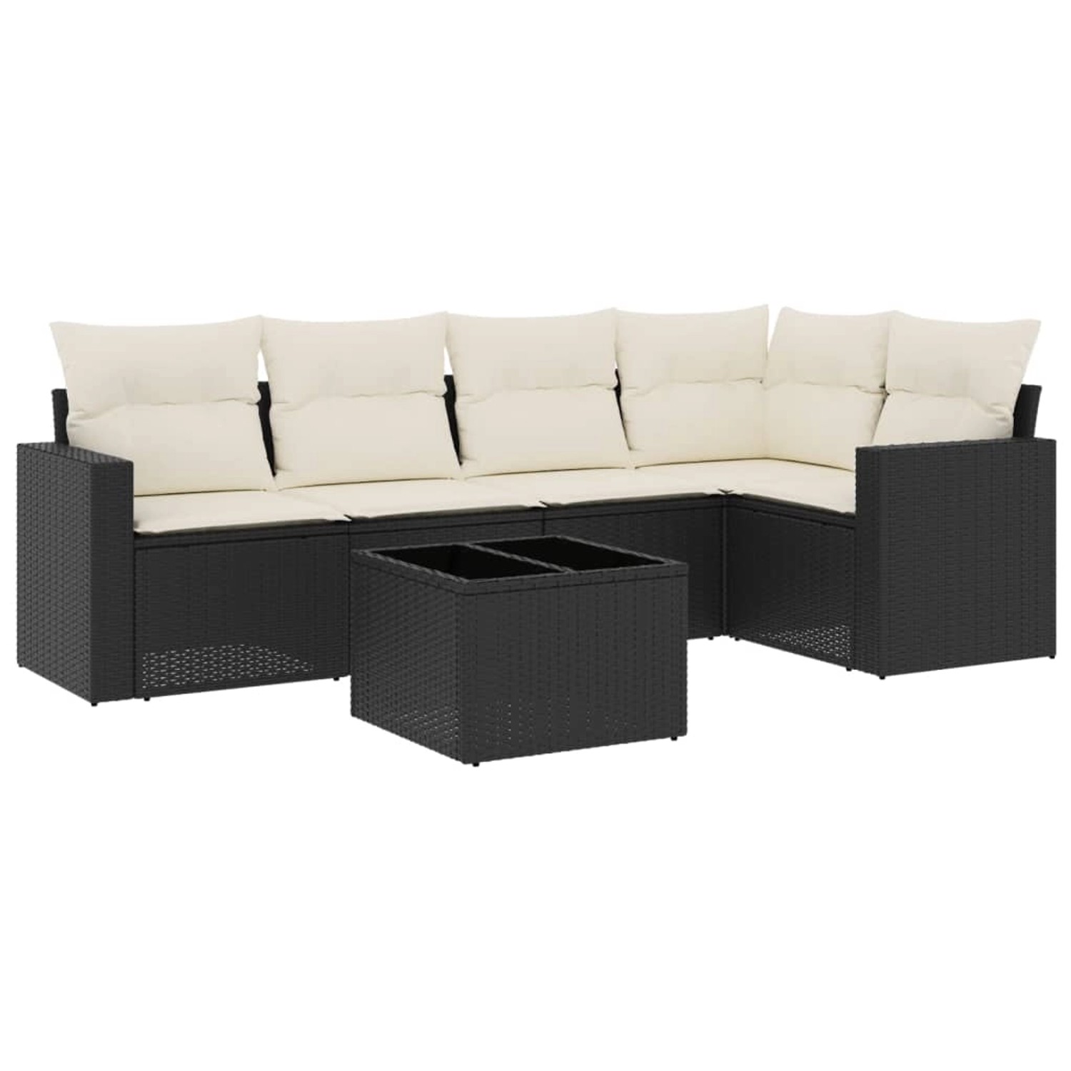 vidaXL 6-Tlg Garten-Sofagarnitur mit Kissen Schwarz Poly Rattan 3218926 günstig online kaufen