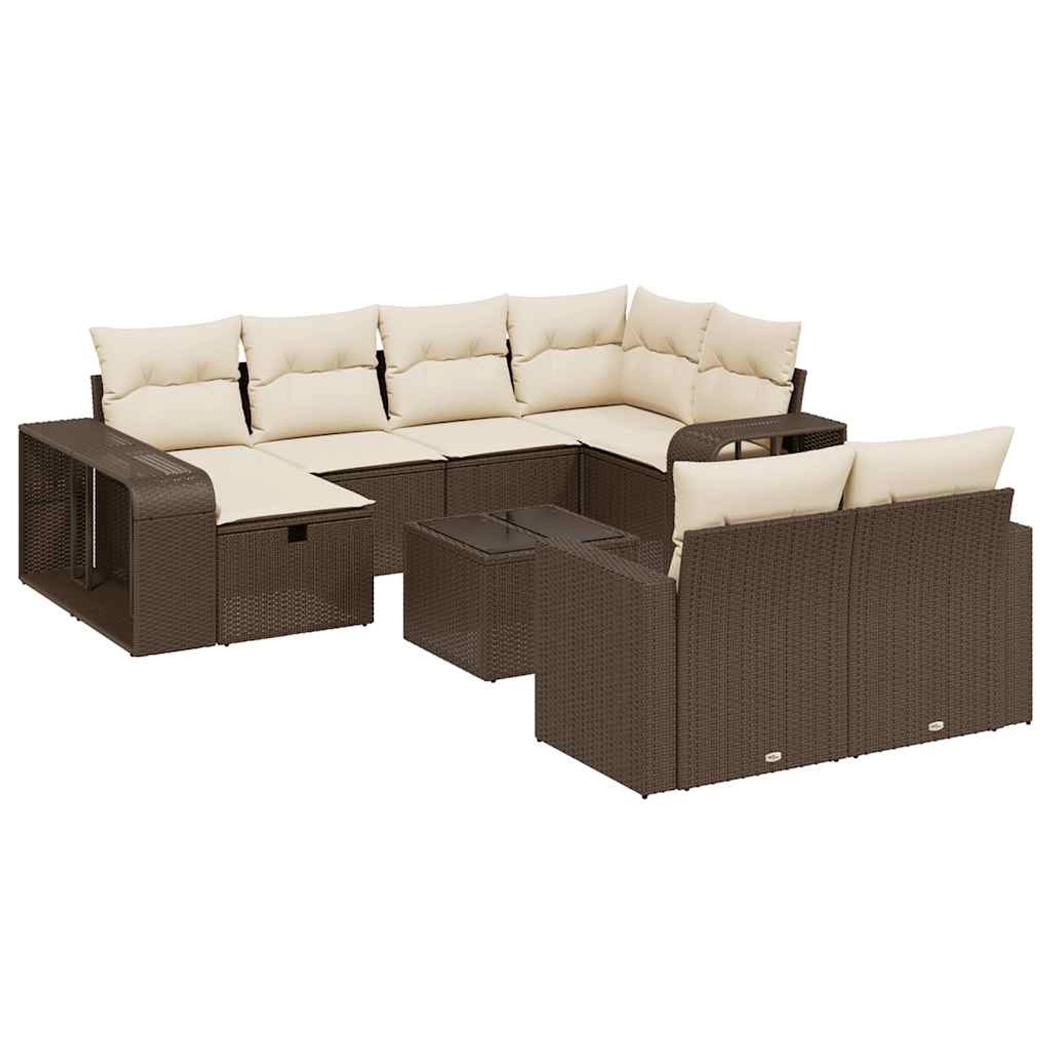 vidaXL 11-Tlg Garten-Sofagarnitur mit Kissen Braun Poly Rattan 3266253 günstig online kaufen