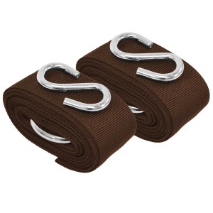 AMANKA Baum-Befestigung für Hängematte, braune Gurte mit S-Haken, bis 250 kg belastbar.