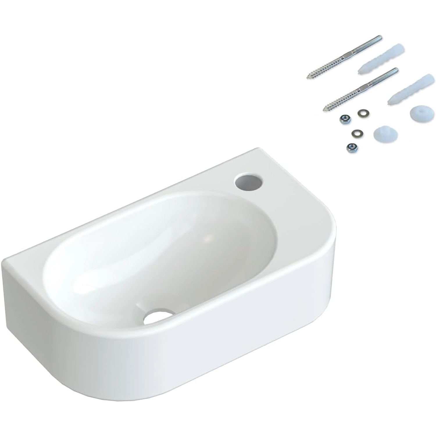 Aquabatos Handwaschbecken Klein Gäste WC Waschbecken weiß Design 40 x 21,5 günstig online kaufen