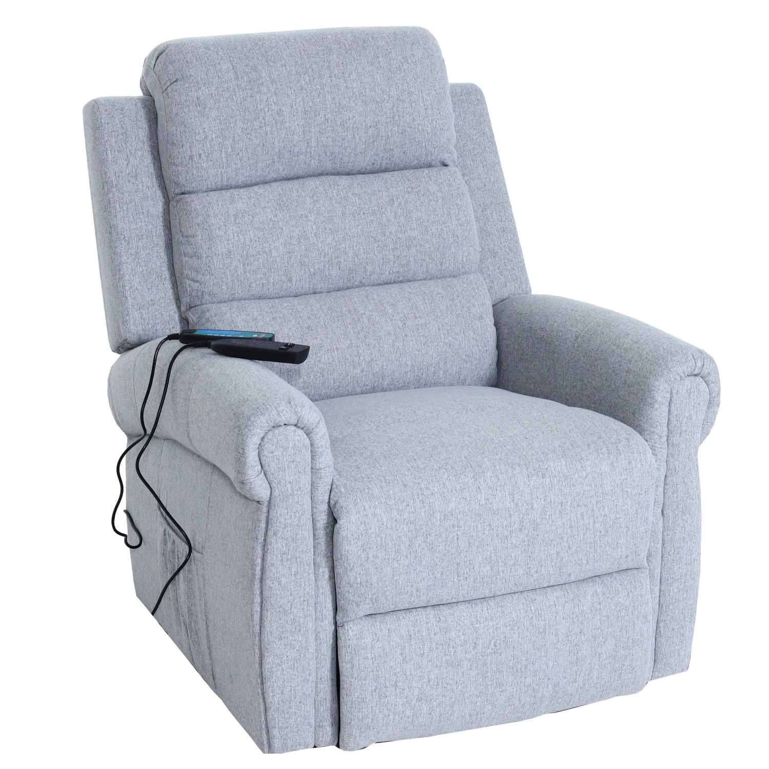 MCW Fernsehsessel K63 Aufstehhilfe Massage Heizfunktion Stoff/Textil Hellgrau