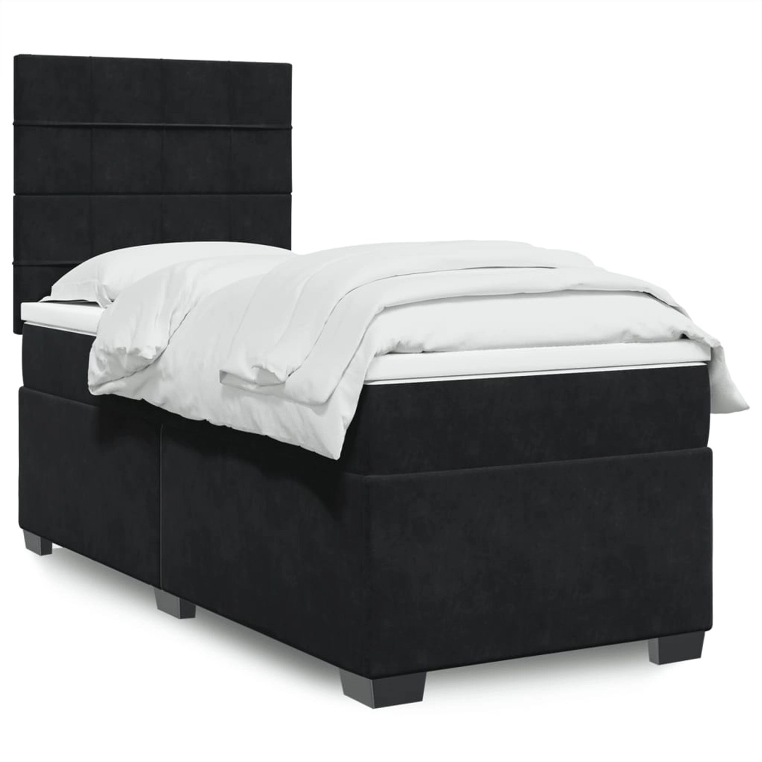 vidaXL Boxspringbett mit Matratze Schwarz 100x200 cm Samt 3293136 günstig online kaufen