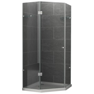 Moderne 5-Eck Duschkabine mit Klarglas, 80x80x190 cm, DIN links, für komfortables Duschen.