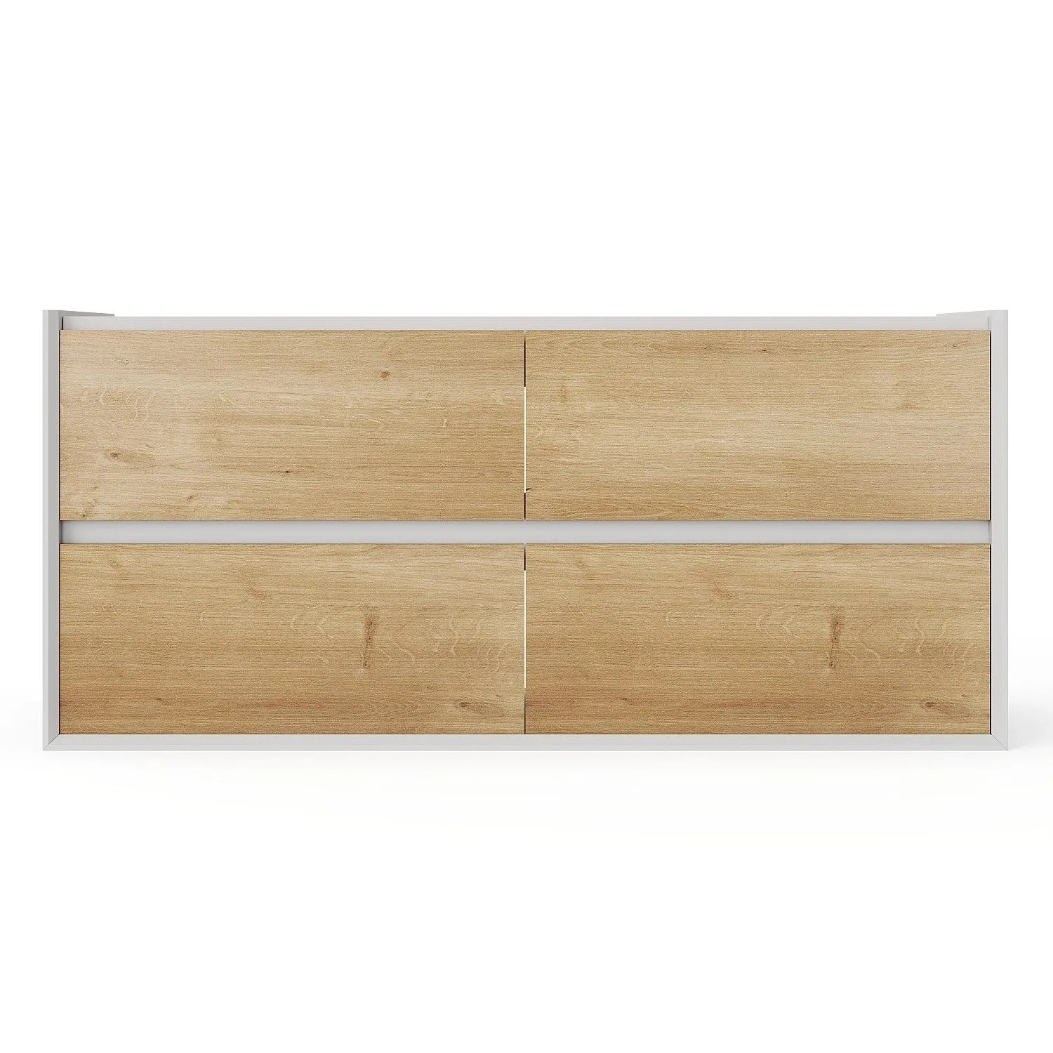 Vente-unique Waschbeckenunterschrank Lannick Naturfarben Hell  Weiß 120 cm