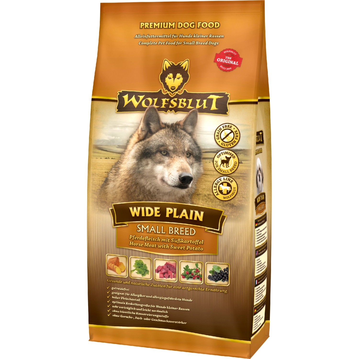 Wolfsblut Hunde-Trockenfutter Wide Plain Small Breed Adult Pferd mit Süßkartoffe