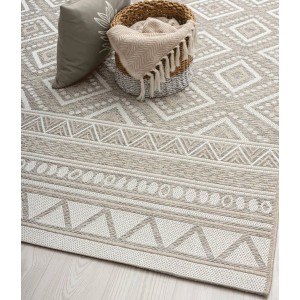 Floornovo Indoor & Outdoor Teppich Nr. 80 Beige Gemustert 180 x 67 cm
