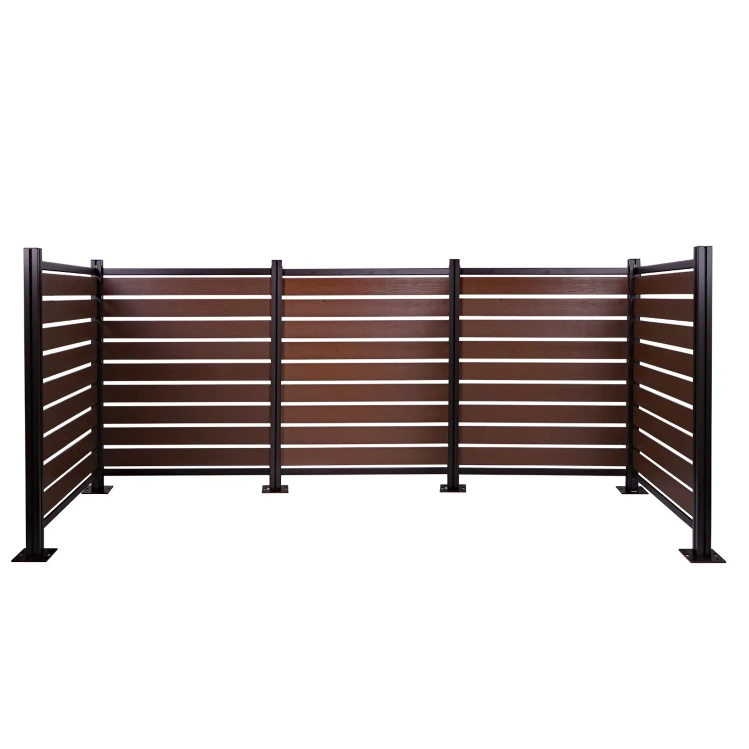 Brauner MCW Mülltonnenzaun K57 aus Alu, 130x300x110cm, für bis zu 12 Mülltonnen.