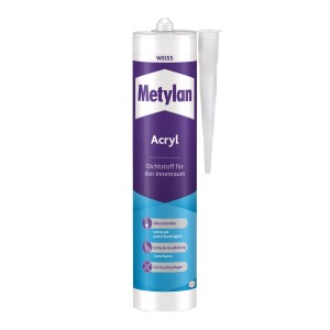 Metylan Acryl Dichtstoff für Wand und Decke, 300ml Kartusche, Weiß.