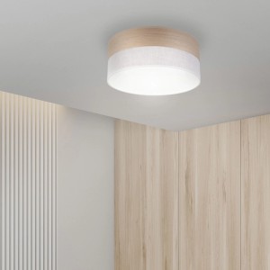 Lamkur LED-Deckenleuchte Dafne, Ø 35 cm, Furnier/Weiß. Runde Form, modernes Design.