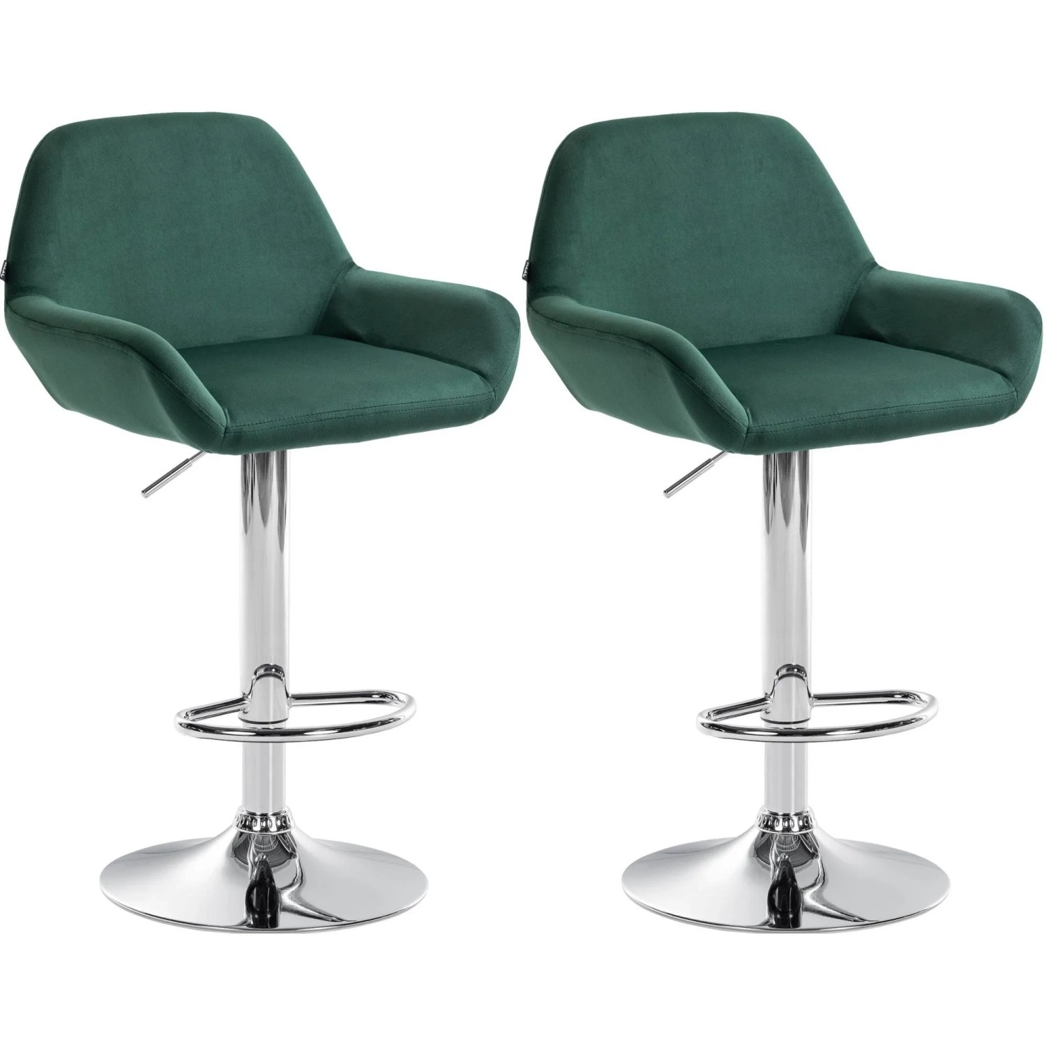 DELUKE Barhocker 2er Set DUBLIN DunkelGrünfarbig Samt Chrom Barstuhl Mit Lehne Tresenhocker Tresenstuhl